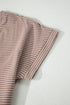 Striped Buttoned V Neck High Low Side Slit Shirt