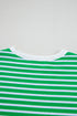 Striped Cap Sleeve Contrast Trim Casual Short Set