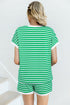 Striped Cap Sleeve Contrast Trim Casual Short Set