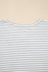 Striped Cap Sleeve Crew Neck Casual Tee with Chest Pocket