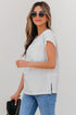 Striped Cap Sleeve Crew Neck Casual Tee with Chest Pocket