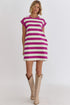 Striped Cap Sleeve Relaxed Fit Casual T-Shirt Dress