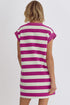 Striped Cap Sleeve Relaxed Fit Casual T-Shirt Dress