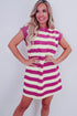 Striped Cap Sleeve Relaxed Fit Casual T-Shirt Dress