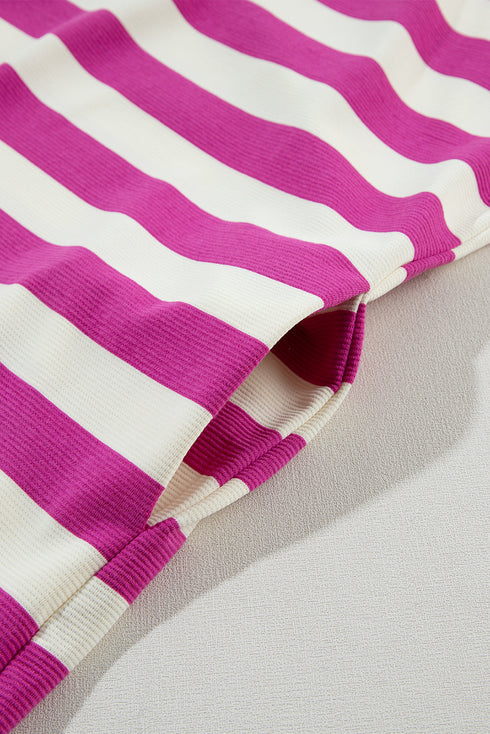 Striped Cap Sleeve Relaxed Fit Casual T-Shirt Dress