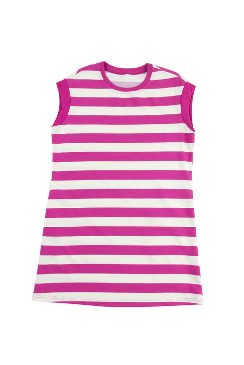 Striped Cap Sleeve Relaxed Fit Casual T-Shirt Dress