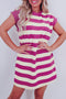 Striped Cap Sleeve Relaxed Fit Casual T-Shirt Dress