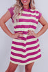Striped Cap Sleeve Relaxed Fit Casual T-Shirt Dress