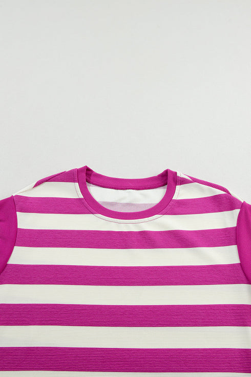 Striped Cap Sleeve Relaxed Fit Casual T-Shirt Dress