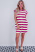 Striped Cap Sleeve Relaxed Fit Casual T-Shirt Dress