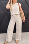Striped Cap Sleeve Tee Drawstring Shift Pant Sets
