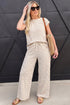 Striped Cap Sleeve Tee Drawstring Shift Pant Sets