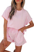 Striped Casual Relaxed Tee And Drawstring Short Set