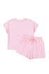 Striped Casual Relaxed Tee And Drawstring Short Set