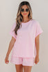Striped Casual Relaxed Tee And Drawstring Short Set