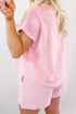 Striped Casual Relaxed Tee And Drawstring Short Set