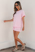Striped Casual Relaxed Tee And Drawstring Short Set