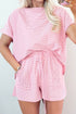 Striped Casual Relaxed Tee And Drawstring Short Set
