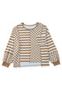 Striped Checkered Patchwork Mixed Print Long Sleeve Top
