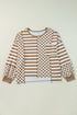 Striped Checkered Patchwork Mixed Print Long Sleeve Top