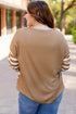 Striped Checkered Patchwork Mixed Print Long Sleeve Top