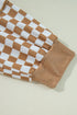 Striped Checkered Patchwork Mixed Print Long Sleeve Top