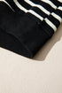 Striped Chenille Letter Graphic Corded Pullover Sweatshirt