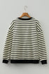 Striped Chenille Letter Graphic Corded Pullover Sweatshirt
