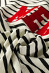 Striped Chenille Letter Graphic Corded Pullover Sweatshirt