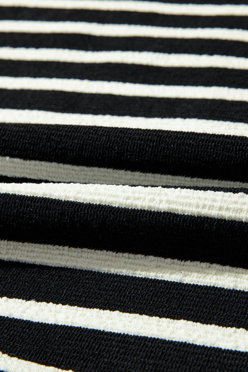 Striped Chenille Letter Graphic Corded Pullover Sweatshirt