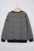 Striped Chenille Letter Graphic Corded Pullover Sweatshirt