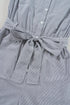 Striped Chest Pocket Button Front Belted High Waist Romper