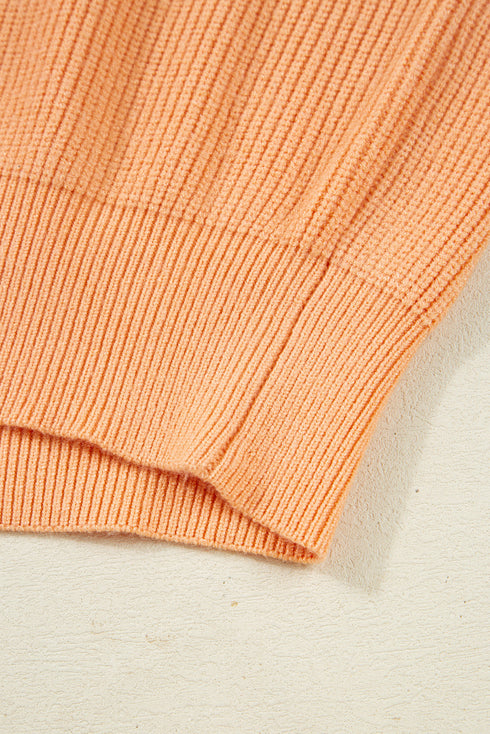 Striped Chevron Ribbed Knit Half Zip Sweater