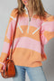 Striped Chevron Ribbed Knit Half Zip Sweater