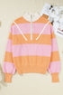 Striped Chevron Ribbed Knit Half Zip Sweater