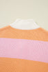 Striped Chevron Ribbed Knit Half Zip Sweater