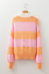 Striped Chevron Ribbed Knit Half Zip Sweater