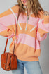 Striped Chevron Ribbed Knit Half Zip Sweater