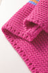 Striped Chunky Knit Balloon Sleeve Open Front Cardigan