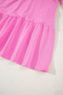Striped Collar Patchwork Puff Sleeve Ruffle Hem Mini Dress