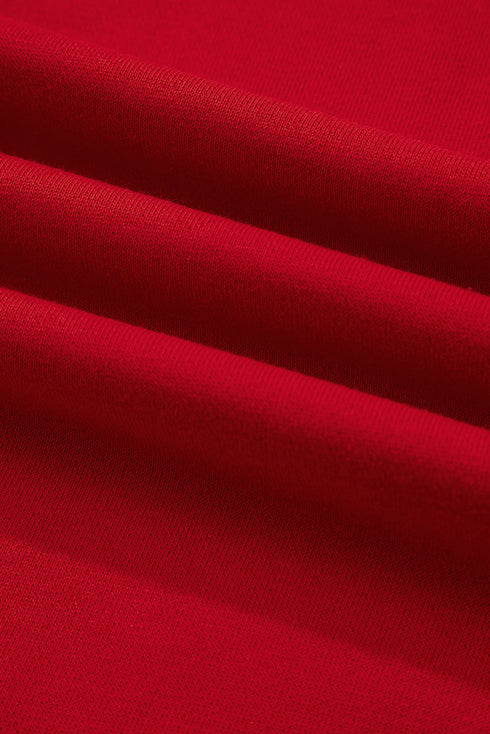 Striped Collar Patchwork Satin Bow Sweatshirt Short Set