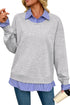 Striped Collar Two In One Patchwork Loose Sweatshirt