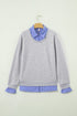 Striped Collar Two In One Patchwork Loose Sweatshirt