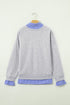 Striped Collar Two In One Patchwork Loose Sweatshirt