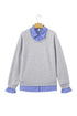 Striped Collar Two In One Patchwork Loose Sweatshirt