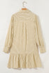 Striped Collared Cuffed Long Sleeve Drop Waist Mini Dress