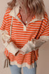 Striped Collared Drop Shoulder Relaxed Fit Polo Sweatshirt