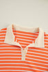 Striped Collared Drop Shoulder Relaxed Fit Polo Sweatshirt