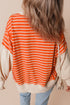 Striped Collared Drop Shoulder Relaxed Fit Polo Sweatshirt