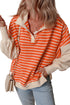 Striped Collared Drop Shoulder Relaxed Fit Polo Sweatshirt